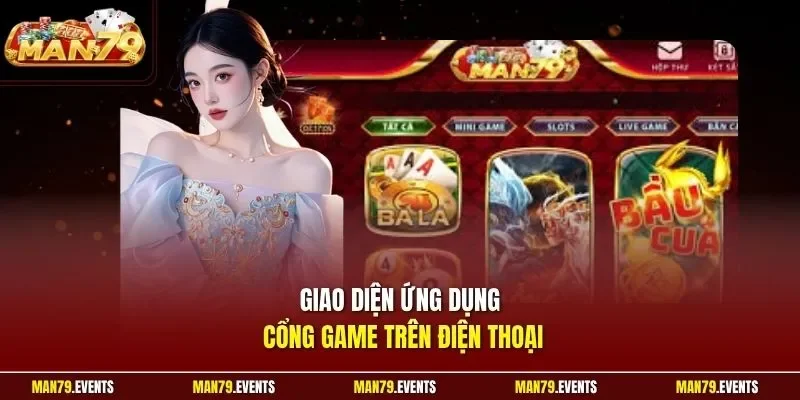 Giao diện ứng dụng cổng game trên điện thoại